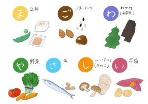 まごわやさしいのイラスト